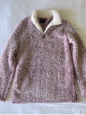 Love Tree Mauve Sherpa Half-Zip Pullover with Cream Collar